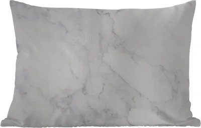 Produktbild von MuchoWow® Outdoor Kissen - Marmor - Weiß - Grau - Luxus - Marmoroptik - Stein - 60x40 cm - Wetterfest - Lounge Kissen - Zierkissen - Kissen für Innenräume