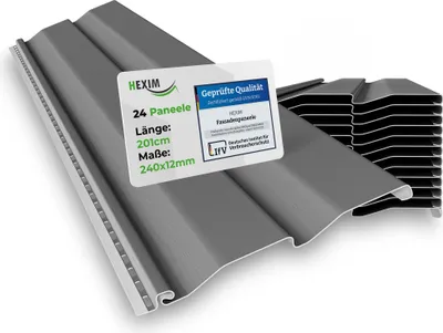Produktbild von HEXIM Siding Fassadenpaneele außen Fassadenverkleidung wetterfest Kunststoffpanelee PVC-U Verkleidung Außenwand Hausverkleidung UV-beständig - (24 Paneele grau 9,84QM)