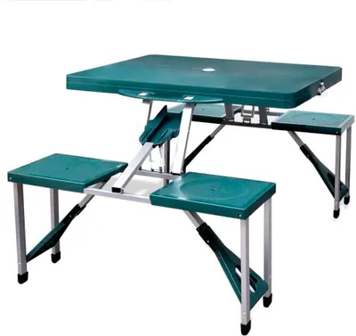 Produktbild von Campingtisch mit 4 Hockern Klappbar Aluminium Extra Leicht Grün