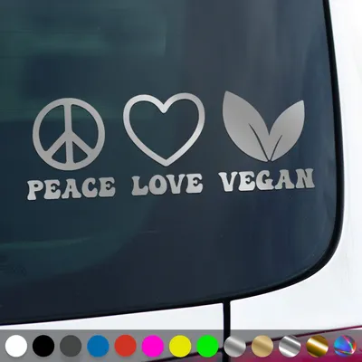 Produktbild von PantherPixel Peace Love Vegan Aufkleber Veganer Veganismus Sticker Auto Geschenkidee Farbe Silber