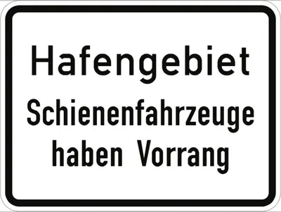 Produktbild von Verkehrsschild VZ1008-33, Hafengebiet Schienenfahrzeuge haben Vorrang, Alu, R...