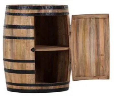 Image de Casa Padrino Bar Armoire à vin Table de bar en bois massif de manguier - Tonneau de bois Tonneau de vin Meuble de tonneau Armoire de tonneau Hôtel & Restaurant Meubles de table