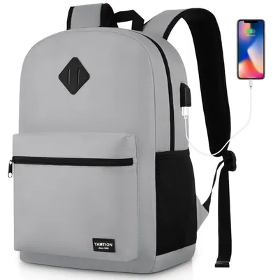 Image de Sac à dos pour ordinateur portable, 43,9 cm (17,3 pouces), gris, avec port de charge USB, étanche
