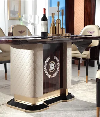 Immagine prodotto di Design Luxus Ess Zimmer Wohn Tisch Holz Hochglanz Leder Tische italien Möbel