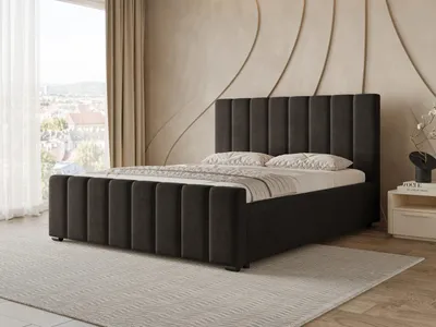 Produktbild von Chilly Möbel Design Bett Noelle - Gemütliches Polsterbett mit Bettkasten, Lattenrost und Kopfteil 200x200 cm / Holzrahmen / Samt / Braun
