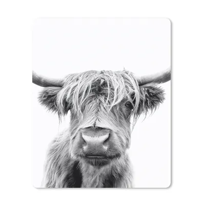 Produktbild von MuchoWow® Mauspad Mousepad Kuh - Schottischer Highlander - Schwarz - Weiß 19x23 cm - Mousepads - Maus Mat - Pad - Mausunterlage - Mauspads - Spielen