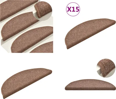 Produktbild von vidaXL Treppenmatten 15 Stk. Braun 56x17x3 cm - Treppenmatte - Treppenmatten - Stufenmatte - Stufenmatten