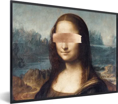 Produktbild von MuchoWow® Gerahmtes Poster Mona Lisa - Leonardo da Vinci - Roségold 80x60 cm - Poster mit Schwarzem Bilderrahmen Wandposter Rahmen Foto Bilder - Schwarzem - Mit Gestell