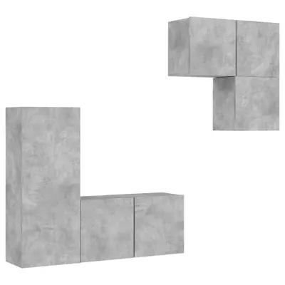 Produktbild von 4-tlg. Wohnwand Betongrau Holzwerkstoff