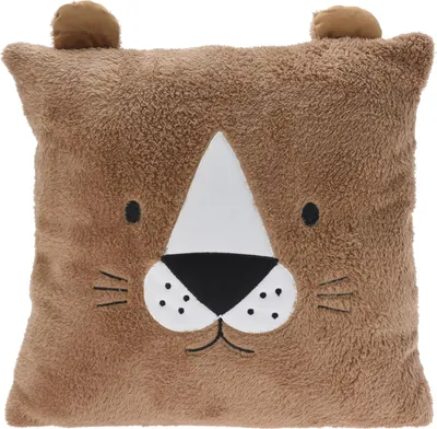 Image de Coussin peluche bébé Lion 43 × 43 cm, marron