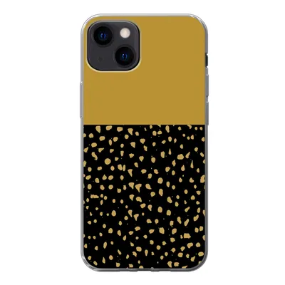 Produktbild von MuchoWow® Handyhülle Schutzhülle Hülle für iPhone 13 Polka dots - Ockergelb - Schwarz Silikon Softcase Handy Hülle - Karteninhaber