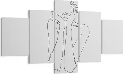 Produktbild von Bild auf Leinwand - Leinwandbild - 5 Teile - Träumerei Frau Skizze - 125x70cm - Wand Bild - Wanddeko - Wandbilder - Leinwanddruck - Bilder - Wanddekoration - Leinwand bilder - Wandbild - EA125x70-4414