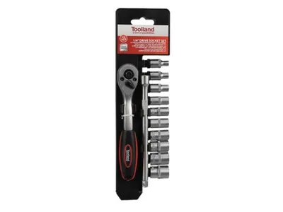 Produktbild von Toolland 12-teiliges Steckschlüsselset mit 1/4"-Schnelllöser-Ratschenschlüssel und