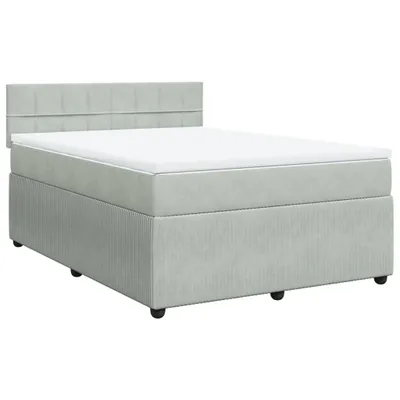 Produktbild von Boxspringbett mit Matratze Hellgrau 160x200 cm Samt