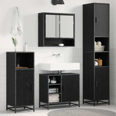 Produktbild von "Schlussverkauf" Badezimmer Sets 3 Stück - Badmöbel/Badschrank/Badregal - Schwarz Eichen-Optik Holzwerkstoff  C13252
