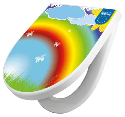 Produktbild von WC Sitz mit Absenkautomatik D Form Motiv Regenbogen [TDW3 10232]