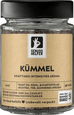 Produktbild von Kümmel, ganz, Kümmelsamen zum Kochen und Backen, 85g im Glas