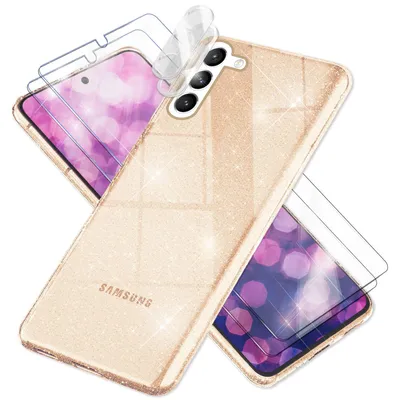 Immagine prodotto di Cover glitterata per Samsung Galaxy S23, 2x vetro del display e protezione della fotocamera oro