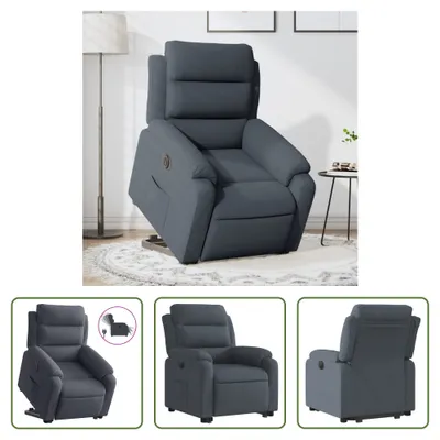 Image de The Living Store Fauteuil relax releveur électrique gris foncé velours