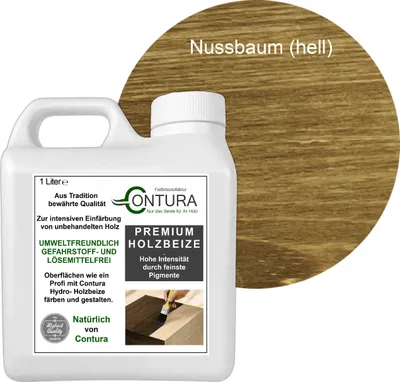 Produktbild von Contura 1 Liter Holzbeize Wasserbeize Möbel Farbe - Nussbaum Hell