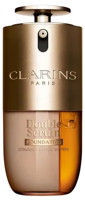 Zdjęcie produktu dla Clarins DOUBLE SERUM FOUNDATION - 2-in-1 hybrid foundation, Buteleczka z pompką, Płynny, Skóra uniwersalna, Przeciwstarzeniowy, Pouczający, Złuszczanie, Wygładzający, Odcień medium skin, Ciepły