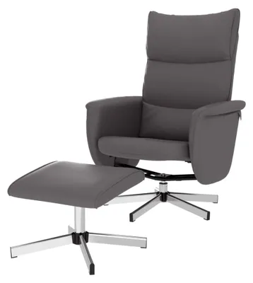 Produktbild von Drehbarer Relaxsessel mit Fußhocker, Verstellbare Rückenlehne, Liegesessel in Grau aus Kunstleder