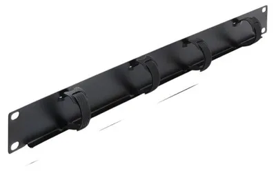 Productafbeelding van Delock 19" 1 HE kabelmanagementpaneel met 4 x klittenbandkabelsluitingen, zwart