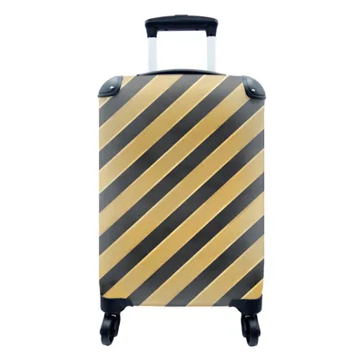 Produktbild von MuchoWow® Koffer Handgepäck Trolley Rollkoffer Kleine Reisekoffer mit 4 Rollen - Muster - Streifen - Gold - Schwarz - Cabin Size < 55x40x23 cm & 55x40x20 cm - Fotokoffer - Kabinenkoffer - Boardgepäck - Reise-Box - Reisekoffer - Reisegepäck - Koffer mit Bild - Trolley für Kinder