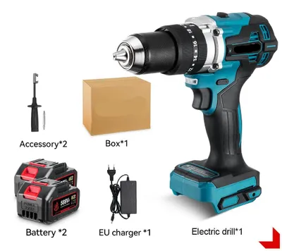 Obrázok produktu pre Vŕtačka – príklepová vŕtačka – akumulátorová elektrická vŕtačka – 650 Nm – 13 mm – bezuhlíková – 2 batérie
