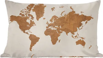 Produktbild von MuchoWow® Zierkissen Sofakissen Wohnzimmer Dekokissen 50x30 cm Weltkarte - Vintage - Karten - Wohnzimmerdekoration - Polster mit Photo