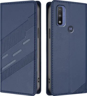 Produktbild von Hülle für Motorola G Pure/Moto G Play 2023, Kunstleder Brieftaschen Handyhülle mit Kartenfach und Standfunktion Blau