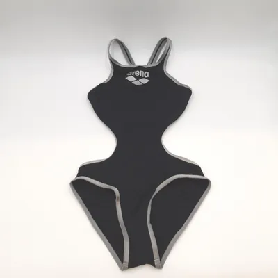 Image de arena Maillot de bain femme Piece One Biglogo MaxLife résistant au chlore, couleur:noir-argent, taille:38