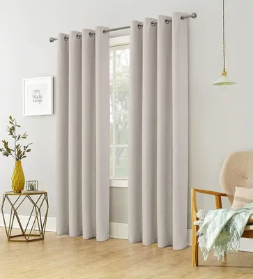 Verdunkelungsvorhang 2er-Set, Polyester, Leinenoptik, Elfenbein, 140x175 cm
