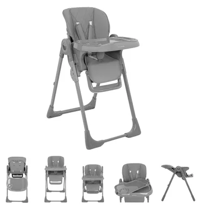 Obrázek produktu pro Kikkaboo vysoká židle Comfy výškově nastavitelná, pás, dvojitý podnos, skládací šedá