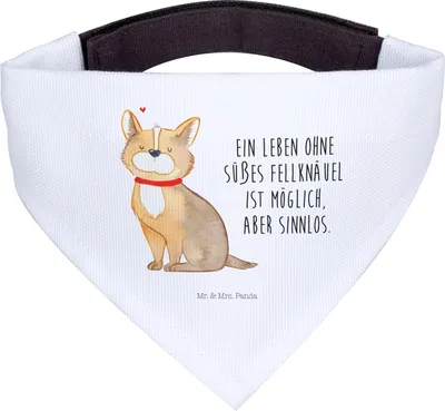 Produktbild von Mr. & Mrs. Panda Dreieckstuch Hund Glück - Weiß - Geschenk, glücklich, Hunde Bandana, Halstuch für, Hals Tuch, Sprüche, Spruch, Herz, Liebe