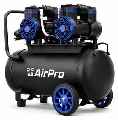 Immagine prodotto di Compressore aria silenziato - con capacità del serbatoio di 40 litri - senza olio, oil free - per utensili pneumatici, 2 × 1,8 HP Airpro