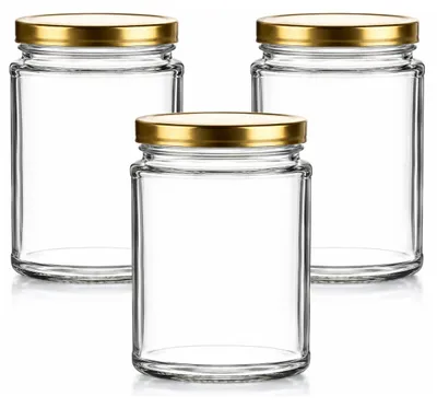 24er-Set 500 ml Gläser mit goldenen Deckeln, rund, 82 mm