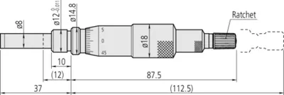 Produktbild von Mitutoyo Einbaumessschr., nicht drehende Spindel 0-25mm, Ratsche, 0,01mm