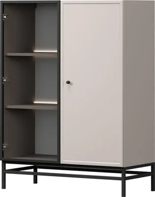 Zdjęcie produktu dla Witryna szklana Lorini do salonu 100 cm kaszmir czarny uchwyt stelaż