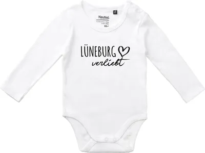 Produktbild von Huuraa Baby Body Lüneburg verliebt 62 White  Baumwolle Fairtrade Langarmbody Geschenkidee