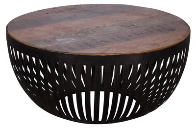 Productafbeelding van Salontafel stubentisch - 70 x 33 x 70 cm - Hout en metaal - Rond