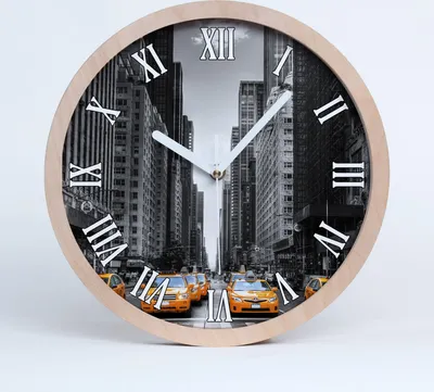 Produktbild von Holzuhr 20fi cm wanduhr - weiße Spitzen - New York Taxi