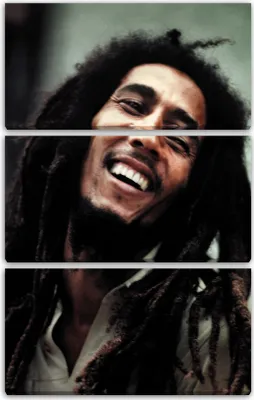 Produktbild von Leinwandbild 3-teilig (80x120cm): Bob Marley, echter Holz-Keilrahmen inkl. Aufhänger, handgefertigt in Deutschland