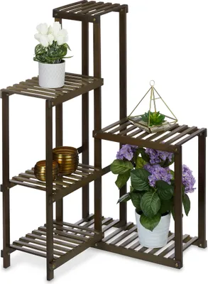 Produktbild von relaxdays Eck Pflanzenregal Bambus