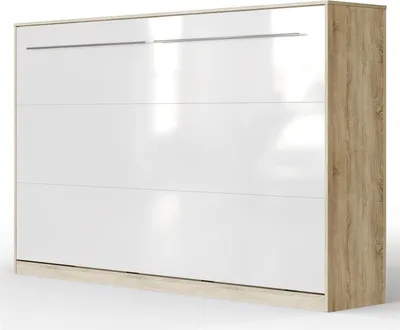 Produktbild von SMARTBett Schrankbett Standard  Eiche Sonoma/Weiss Hochglanzfront 120 Horizontal
