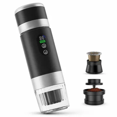 Produktbild von Akku Espressomaschine für unterwegs, tragbare Kapsel Kaffeemaschine mit 20 Bar Druck,automatischer Heizung, USB-C, kabellos für Camping, Auto und Büro