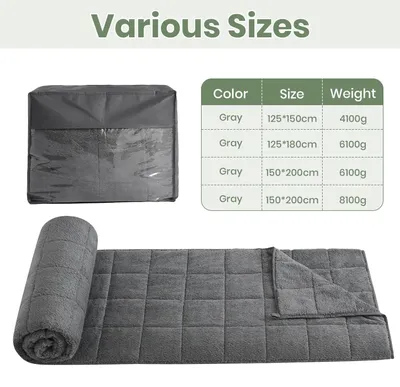 Immagine prodotto di Coperta ponderata - Morbida - 8 kg - 150 x 200 cm - Per adulti - Riduce lo stress - Favorisce un sonno migliore - Grigia