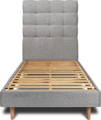 Productafbeelding van Bed met gestoffeerd hoofdeinde – Bouclé-stof - 90x200 cm
