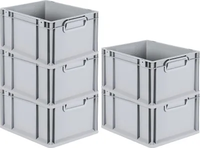 Produktbild von SparSet 5x Eurobox NextGen Grip | HxBxT 22x30x40cm | 20 Liter | Griffe geschlossen | Glatter Boden | Grau | Eurobehälter, Transportbox, Transportbehälter, Stapelbehälter