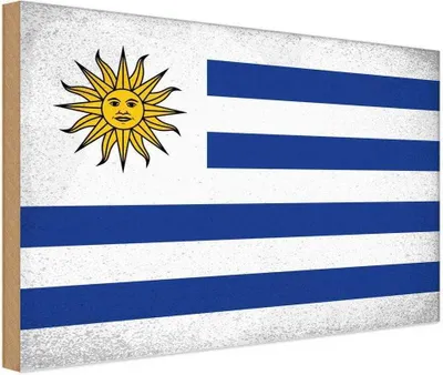 Produktbild von vianmo Holzschild 20x30 cm Uruguay Vintage Flagge Fahne Wappen